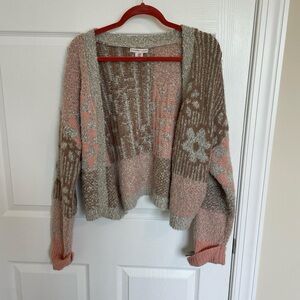 Sincerely Jules Pink and Gray Patterned Cardigan